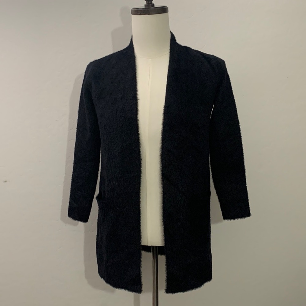 Love Token Ladies Open Front Fuzzy Cardigan With Pockets